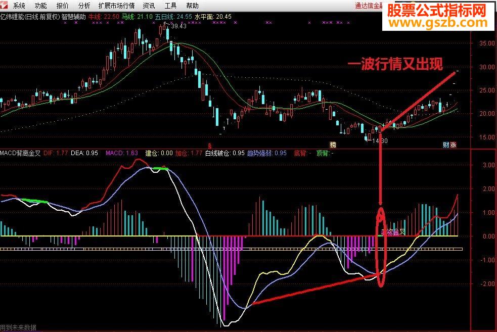 通达信MACD二次金叉及背离买点指标副图贴图