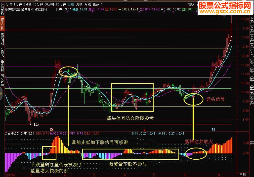 通达信知底盼升+金量MACD主图+附图指标 贴图